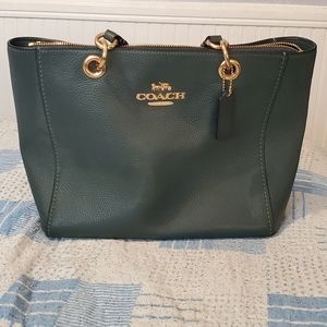 Coach Leather Jes Tote Evergreen